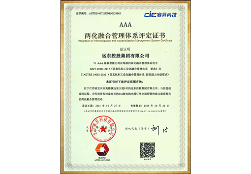 AAA Certificate of Integration of Informatization and Indust...